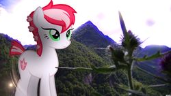 Size: 1024x576 | Tagged: safe, artist:bastbrushie, artist:vbastv, oc, oc only, oc:olga ulfstig, earth pony, pony, legends of equestria, earth pony oc, irl, mountain, moutain, photo, plant, ponies in real life, solo