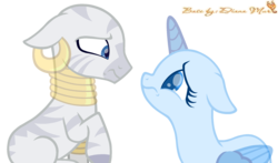 Size: 2100x1232 | Tagged: safe, artist:dianamur, zecora, oc, oc only, alicorn, pony, g4, alicorn oc, base, duo, ear piercing, earring, female, horn, jewelry, neck rings, piercing, raised hoof, simple background, solo, transparent background