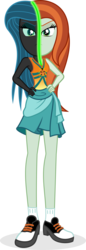 Size: 661x1917 | Tagged: safe, artist:punzil504, crackle cosette, queen chrysalis, equestria girls, g4, clothes, clothes swap, disguise, disguised changeling, dress, equestria girls-ified, female, simple background, solo, swimsuit swap, transparent background, vector