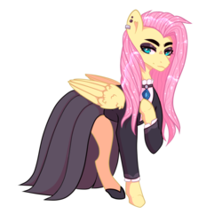 Size: 2000x2000 | Tagged: safe, artist:kodaspacedog, fluttershy, pony, fake it 'til you make it, g4, female, fluttergoth, high res, hoof on chest, simple background, solo, transparent background