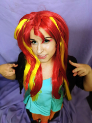 Size: 2976x3968 | Tagged: safe, artist:ribbonbell, sunset shimmer, human, equestria girls, g4, clothes, cosplay, costume, high res, irl, irl human, looking at you, photo, solo