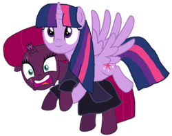 Size: 1248x983 | Tagged: safe, artist:徐詩珮, fizzlepop berrytwist, tempest shadow, twilight sparkle, alicorn, pony, unicorn, g4, base used, broken horn, clothes, cute, female, flying, horn, lesbian, scarf, ship:tempestlight, shipping, simple background, tempestbetes, transparent background, twiabetes, twilight sparkle (alicorn)