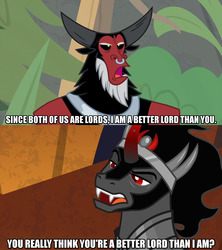 Size: 1280x1440 | Tagged: safe, edit, edited screencap, screencap, king sombra, lord tirek, centaur, pony, frenemies (episode), g4, the beginning of the end, caption, crown, curved horn, horn, jewelry, male, meme, regalia, stallion, text