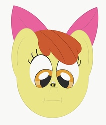 Size: 898x1064 | Tagged: artist needed, safe, apple bloom, bee, earth pony, insect, pony, g4, :i, bust, female, head, insect on nose, looking down, portrait, solo