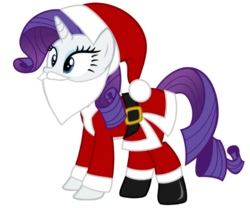 Size: 1024x854 | Tagged: artist needed, safe, rarity, pony, unicorn, g4, belt, boots, christmas, clothes, costume, fake beard, female, hat, holiday, horn, mare, santa beard, santa claus, santa costume, santa hat, shoes, simple background, solo, transparent background, vector