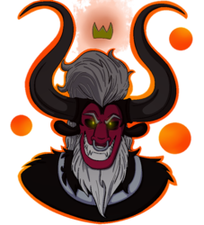 Size: 756x834 | Tagged: safe, artist:teanorthlight, lord tirek, centaur, g4, beard, crown, evil grin, facial hair, glowing, glowing eyes, grin, head shot, horns, jewelry, looking at you, magic, mohawk, nose piercing, nose ring, nudity, piercing, regalia, septum piercing, simple background, smiling, transparent background