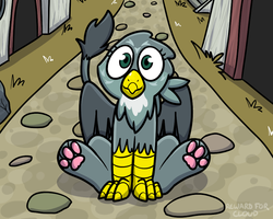 Size: 1000x800 | Tagged: safe, artist:pokefound, gabby, griffon, g4, birb, catbird, cute, female, gabbybetes, griffonstone, looking at you, paw pads, paws, solo, toe beans, underpaw