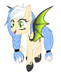 Size: 2583x3199 | Tagged: safe, artist:rioshi, artist:shelinarts, artist:starshade, oc, oc only, oc:reka wave, bat pony, pony, base used, bat pony oc, bat wings, blue hair, cute, fangs, female, green eyes, high res, mare, simple background, smiling, solo, white background, wings