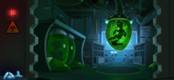 Size: 4000x1855 | Tagged: safe, artist:discordthege, oc, oc:whisper, changeling, fallout equestria, fanfic:fallout equestria: the chrysalis, book cover, changeling oc, cocoon, computer, cover, crystal, fanfic art, illustration, laboratory, pod