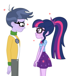 Size: 864x925 | Tagged: safe, artist:darbypop1, microchips, sci-twi, twilight sparkle, pony, equestria girls, g4, female, glasses, male, microlight, nerds, shipping, straight
