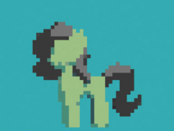 Size: 960x720 | Tagged: safe, artist:gangrene, oc, oc:filly anon, earth pony, pony, 3d, animated, blender, blender cycles, female, filly, gif, loop, mare, pixel art, simple background