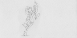 Size: 2000x995 | Tagged: safe, artist:joestick, oc, oc only, pegasus, pony, animated, dancing, female, frame by frame, gif, mare, monochrome, solo, traditional animation