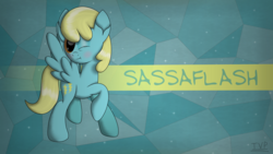 Size: 3840x2160 | Tagged: safe, artist:php124, sassaflash, pegasus, pony, g4, blushing, cute, desktop background, high res, one eye closed, wallpaper, wings, wink