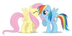Size: 718x363 | Tagged: safe, artist:mixermike622, fluttershy, rainbow dash, pegasus, pony, g4, female, lesbian, mare, ship:flutterdash, shipping, simple background, transparent background