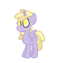 Size: 500x500 | Tagged: safe, artist:wisheslotus, dinky hooves, alicorn, pony, g4, alicornified, dinkycorn, female, filly, race swap, simple background, solo, white background, wide eyes