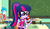 Size: 1616x941 | Tagged: safe, screencap, heath burns, sci-twi, thunderbass, twilight sparkle, equestria girls, g4, my little pony equestria girls: summertime shorts, subs rock, ballpoint pen, bowtie, canterlot high, chalkboard, classroom, cropped, cute, desk, female, male, ponytail, twiabetes