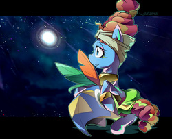 Size: 1600x1302 | Tagged: safe, artist:tyuubatu, meadowbrook, earth pony, pony, g4, clothes, female, healer's mask, mage, mare, mask, smiling, solo