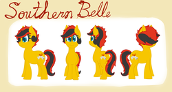 Size: 2228x1200 | Tagged: safe, artist:flutterdash69, derpibooru exclusive, oc, oc only, oc:southern belle, earth pony, pony, reference sheet