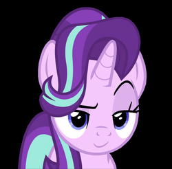Size: 841x829 | Tagged: safe, edit, edited screencap, screencap, starlight glimmer, pony, unicorn, g4, shadow play, black background, inverted mouth, simple background, smiling