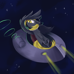 Size: 2232x2232 | Tagged: safe, artist:anotherdeadrat, derpy hooves, pony, g4, female, high res, one layer, solo, space, space helmet, spaceship