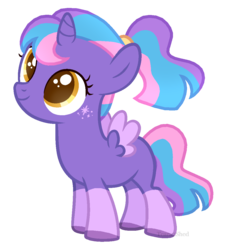 Size: 1000x1100 | Tagged: safe, artist:tears2shed, oc, oc only, oc:violet glow, alicorn, pony, alicorn oc, female, filly, ponytail, simple background, solo, spread wings, transparent background, wings