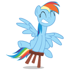 Size: 220x250 | Tagged: safe, artist:sasha-flyer, edit, edited screencap, screencap, rainbow dash, pegasus, pony, g4, testing testing 1-2-3, animated, animated png, childish, cute, dashabetes, excited, eyes closed, female, grin, looking around, mare, simple background, smiling, solo, spread wings, stooldash, transparent background, underhoof, vector, wings