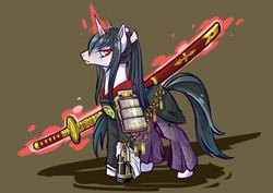 Size: 800x566 | Tagged: safe, artist:littledarkdragon, pony, unicorn, ponified, sword, taroutachi, touken ranbu, weapon