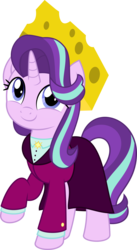 Size: 5000x9112 | Tagged: safe, artist:jhayarr23, starlight glimmer, pony, unicorn, g4, absurd resolution, cheese, cheese hat, cheesehead, clothes, female, hat, headmare starlight, looking up, mare, older, older starlight glimmer, simple background, solo, suit, transparent background, vector