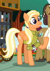Size: 546x768 | Tagged: safe, screencap, mane allgood, snap shutter, earth pony, pegasus, pony, g4, the last crusade, cropped, female, male, mare, solo focus, stallion