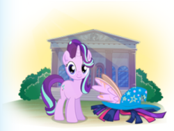Size: 304x228 | Tagged: safe, gameloft, starlight glimmer, pony, g4, cropped, fake wings, game screencap, wig