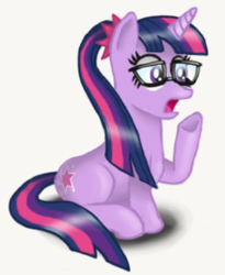 Size: 443x540 | Tagged: safe, artist:pabrony83, sci-twi, twilight sparkle, pony, unicorn, equestria girls, g4, cute, equestria girls ponified, fanfic art, female, glasses, mare, ponified, sitting, solo, surprised, twiabetes, unicorn sci-twi