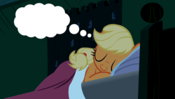 Size: 1280x720 | Tagged: safe, edit, edited screencap, screencap, applejack, earth pony, pony, family appreciation day, g4, season 2, dream, female, sleeping, solo, template, thought bubble