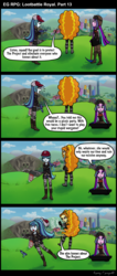 Size: 1280x3005 | Tagged: safe, artist:bredgroup, artist:dany-the-hell-fox, adagio dazzle, aria blaze, sonata dusk, comic:eg rpg lootbattle royal, equestria girls, g4, apex legends, comic, crossover, fortnite, half-life, half-life 2, heroes of might and magic 3, playerunknown's battlegrounds, shooting, weapon