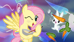 Size: 1280x720 | Tagged: safe, artist:ponychaos13, angel bunny, fluttershy, g4, cooking