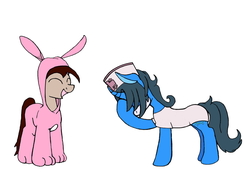 Size: 1237x871 | Tagged: safe, artist:dsb71013, oc, oc only, oc:night cap, pony, animal costume, bunny costume, clothes, costume, facehoof, kigurumi, nurse outfit