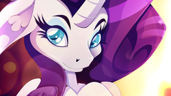 Size: 1920x1080 | Tagged: safe, artist:rariedash, rarity, pony, g4, cropped, female, floppy ears, looking at you, smiling, solo, wallpaper