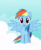 Size: 371x450 | Tagged: safe, artist:tridashie, rainbow dash, pegasus, pony, derpibooru, pony girl, g4, animated, bobbing, cloud, cropped, cute, dancing, dashabetes, female, gif, i can't believe it's not hasbro studios, juxtaposition, looking at you, mare, meta, metronome, perfect loop, show accurate, singing, solo, spread wings, sway, wings