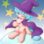 Size: 2000x2000 | Tagged: safe, artist:ragurimo, cozy glow, pegasus, pony, g4, belly, candy, cozybetes, cute, cutie mark, female, filly, food, hat, high res, lollipop, looking at you, one eye closed, solo, stars, wink, wizard hat, wizard robe