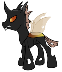 Size: 835x957 | Tagged: safe, artist:aresshia, oc, oc:trenchant, changeling, broken teeth, brown changeling, simple background, transparent background, yellow changeling