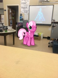 Size: 3024x4032 | Tagged: safe, photographer:undeadponysoldier, cheerilee, earth pony, pony, g4, danky kang, donkey kong, female, high school, irl, mare, photo, ponies in real life, projection screen, school, smart board, solo, teaching, watauga high school