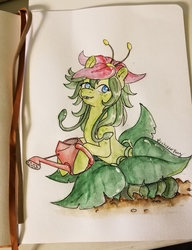 Size: 2249x2926 | Tagged: safe, artist:chipperpony, oc, oc only, original species, plant pony, high res, plant, traditional art, watering can