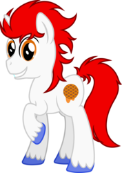 Size: 1418x2000 | Tagged: safe, artist:steam-loco, oc, oc only, oc:stroopwafeltje, oc:waffles, pony, unicorn, broniesnl, convention, convention oc, dutch, horn, mascot, netherlands, ponycon holland, simple background, solo, stroopwafel, transparent background, unicorn oc, vector