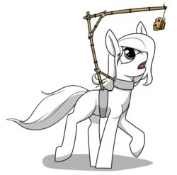 Size: 925x914 | Tagged: safe, artist:dacaoo, oc, oc only, oc:boo, pony, fallout equestria, fallout equestria: project horizons, blank, carrot on a stick, fanfic art, food, muffin, simple background, solo, transparent background