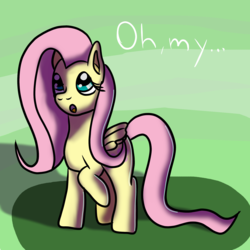 Size: 1920x1920 | Tagged: safe, artist:platinumdrop, fluttershy, pegasus, pony, g4, female, mare, oh my, solo