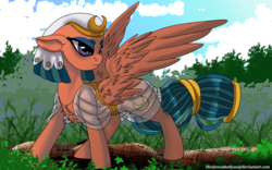 Size: 1920x1200 | Tagged: safe, artist:brainiac, somnambula, pegasus, pony, g4, commission, female, looking back, mare, solo, spread wings, wings