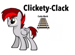 Size: 2048x1518 | Tagged: safe, oc, oc:clickety-clack, cutie mark, simple background, train tracks, white background