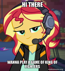 Size: 546x600 | Tagged: safe, edit, edited screencap, screencap, sunset shimmer, equestria girls, g4, bronybait, cropped, female, headset, meme, solo