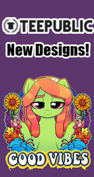 Size: 159x299 | Tagged: artist needed, safe, tree hugger, earth pony, pony, g4, advertisement, female, flower, solo, teepublic, text