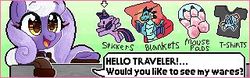 Size: 320x100 | Tagged: artist needed, safe, princess ember, rainbow dash, twilight sparkle, oc, oc:aether naut, alicorn, earth pony, pegasus, pony, g4, advertisement, blanket, clothes, female, mousepad, picture for breezies, question, shirt, sticker, t-shirt, text, traveling pony museum, twilight sparkle (alicorn)
