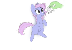 Size: 2388x1668 | Tagged: safe, artist:flotsam, oc, oc only, oc:moonlight charm, earth pony, pony, bell, hand, simple background, white background